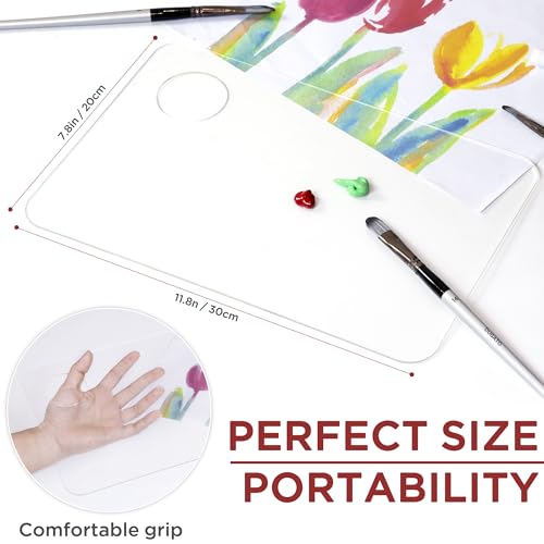 DUGATO Clear Acrylic Paint Palette, 2-Pack Rectangle Trays, 15.7 x 11.8 in | Medium Size Palette, Crystal-clear Acrylic, Non-stick Surface, Easy to Wipe Clean, Suitable for Acrylic, Oil & Watercolor - size: Rectangle 11.8 x 7.8 inches 2pcs