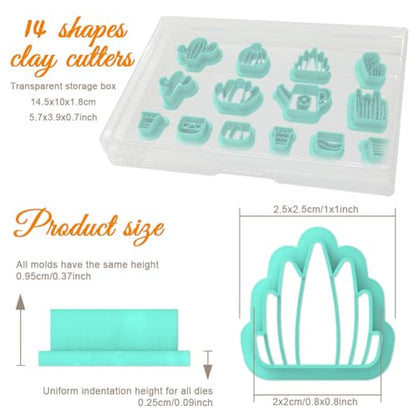 ORIGACH 14 Pcs Potted Plant Clay Cutters, Cactus Polymer Clay Cutter for Earring Making Potted Plant Shape Clay Cutters for Jewelry Making - style: Potted Plant