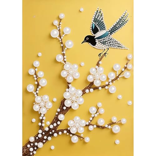 BSNRCH Special Shaped Diamond Art Painting Kits for Adults, Magpie 5D Pearl Diamond Painting Kits for Adults Beginner,DIY Diamond Dots Gem Art Craft for Home Decor 12x16 inch - color: Magpie