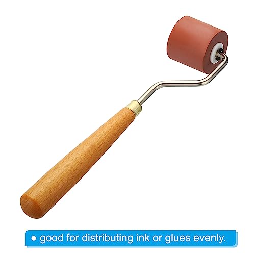 PATIKIL 1.2 Inch Rubber Roller Brayer, 2 Pack Anti Skid Hard Rubber Roller Tools for Wallpaper Art Craft Printing Printmaking Ink Stamping Tape Construction
