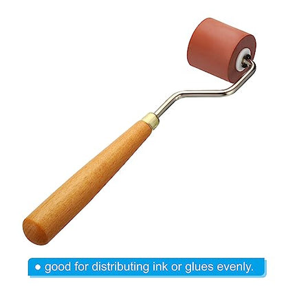 PATIKIL 1.2 Inch Rubber Roller Brayer, 2 Pack Anti Skid Hard Rubber Roller Tools for Wallpaper Art Craft Printing Printmaking Ink Stamping Tape Construction