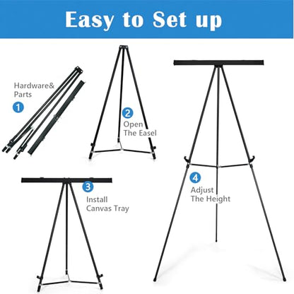 Falling in Art Aluminum Flip Chart Display Easel Stand with Adjustable Floor for Boardroom, Whiteboard, Paper Pads, Signage, 63 1/2'' High, Black 10 Pack - style: Black 10-Pack