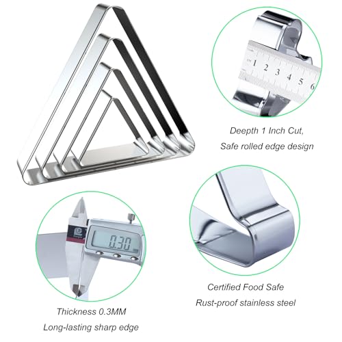 Triangle Cookie Cutter Set - 5 inch, 4 inch, 3 inch, 2 inch - 4 Piece Geometric Frame Plaque Cookie Cutters Shapes Molds - Stainless Steel - color: Triangle-Rounded Corner
