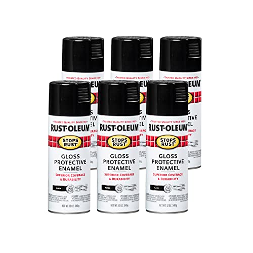 Rust-Oleum 7779830-6PK Stops Rust Spray Paint, 12 oz, Gloss Black, 6 Pack - color: Gloss Black, size: 12 Ounce (Pack of 6)