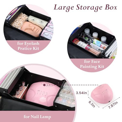 Yueieoun Large Travel Makeup Train Case, Big Makeup Bag Organizer Makeup Box,4 Tier Professional Cosmetic Storage Cases for Nail Tech Tattoo Storage Bag for Equipment and Supplies with luggage Sleeve - size: Large