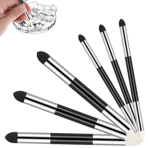 6 Pcs Artist Blending Sponge Pen Dual Tip Reusable Drawing Art Soft Pastel Blending Tools Washable Rubbing Sponge Brush Sketch Wipe for School Student Professional Sketch Lightening Highlight