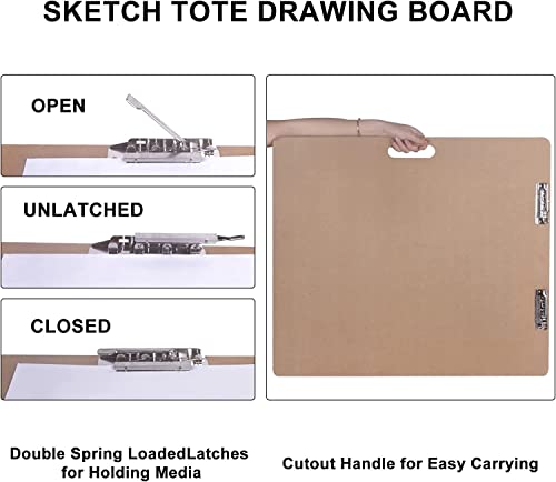 Vencer 18" x 18" Artist Sketch Tote Board,Drawing Board with Clips and Handle for Classroom,Studio or Field Use,VAB-004 - size: 18" x 18"