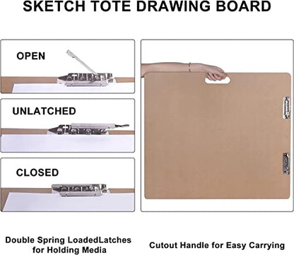 Vencer 18" x 18" Artist Sketch Tote Board,Drawing Board with Clips and Handle for Classroom,Studio or Field Use,VAB-004 - size: 18" x 18"