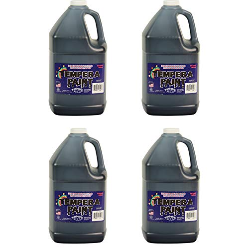 Constructive Playthings Washable Tempera Paint for Kids, Classroom Painting Supplies, Set of 4 Gallons, Black - color: Black, size: 128 Fl Oz (Pack of 4)
