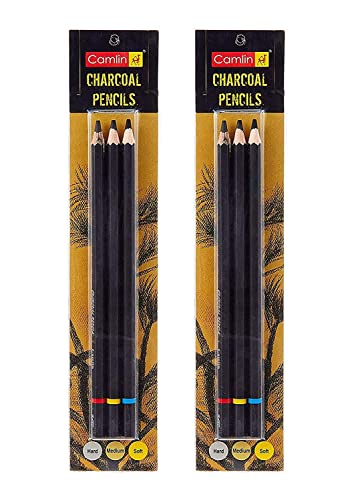 Camlin Charcoal Pencil Hard Medium Soft Pack Of 2 Artist Art & Craft Skecthing Shading Grade pencil