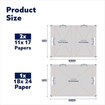 18x24 Clipboard - Foldable 18x24 File Folder & Drawing Board -Folds to 11x17 Clipboard,4 Clips,Corner Protectors, Portable Art Portfolio, Architecture Folder,11x17 Binder, Portfolio Binder (Navy Blue)