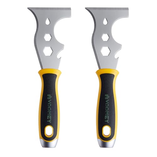 VOOMEY 12-in-1 Putty Knife, 2 Pack Paint Scraper Tool, Stainless Steel Metal Scraper for Spackle, Paint Removal, Drywall Repair, Wallpaper Removal & Home Renovation