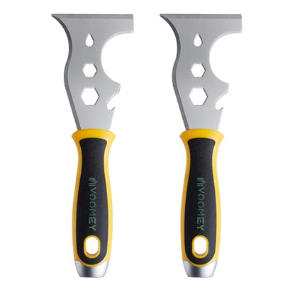 VOOMEY 12-in-1 Putty Knife, 2 Pack Paint Scraper Tool, Stainless Steel Metal Scraper for Spackle, Paint Removal, Drywall Repair, Wallpaper Removal & Home Renovation
