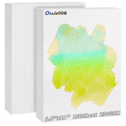 150 Sheets Cotton Watercolor Paper Bulk -230GSM Art Paper-8.5 x 11 inch Painting & Craft Paper, Finger Paints, Watercolor, Tempera, Drawing, Art Room & Home School Crafts - style: 8.5x11in-110LB/230GSM