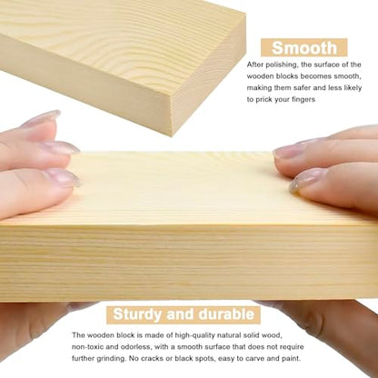 4 Pcs Unfinished Wood Blocks, 3x10x1 Inch Wooden Block, Wood Carving Blocks for Crafting Home Crafts DIY Supplies Carving Crafting - size: 3x10x1 Inch