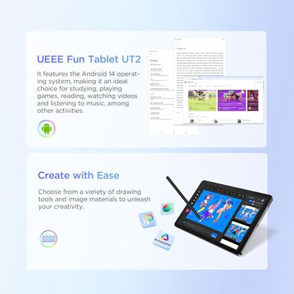 UGEE Pad Drawing Tablet No Computer Needed,Android 14 tablet drawing Stand for 7000mAh+18W Battery,6GB+128GB Fun Drawing Pad 2K Ultra HD Large Screen with Full-Laminated Screen,Standalone Tablet 10.36