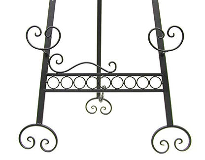 Designstyles Decorative Metal Easel Stand – Adjustable Floor Display for Art Pieces, Signs, Mirrors and Chalk/Dry Erase Boards - 61" Tall, Antique Finished Iron, Black – Butterfly Design – 2 Pack