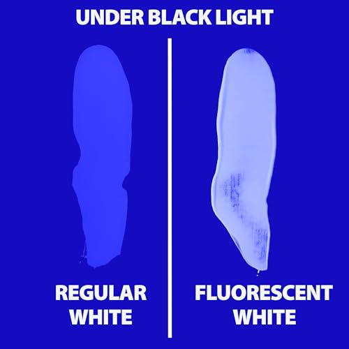 milo Fluorescent White Neon Tempera Paint | 128 oz Bottle, 1 Gallon | Glows UV in Black Light | Non-Toxic Made in USA | Washable Bulk Art Paint for Party, Student, Classroom, Artist - color: Fluorescent White