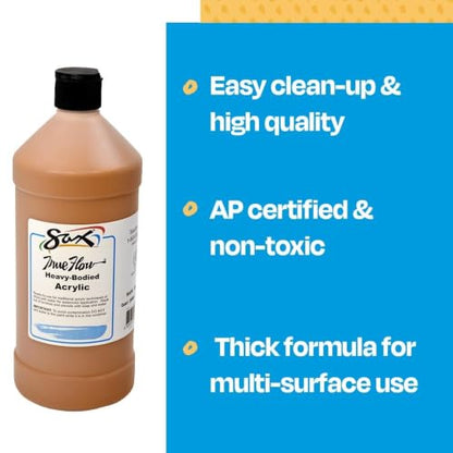 Sax Heavy Body Acrylic Paint for School and Arts and Crafts Use, Raw Sienna, 1 Quart - color: Raw Sienna, size: 32 Fl Oz (Pack of 1)