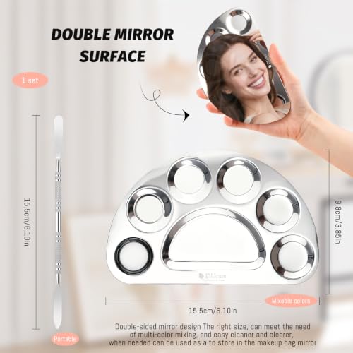 DUcare Makeup Mixing Palette, Upgrad Stainless Steel Metal Mixing Tray with Spatula Artist Tool for Mixing Foundation Nail-Art