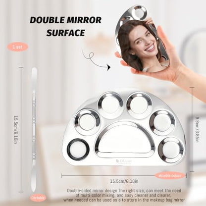 DUcare Makeup Mixing Palette, Upgrad Stainless Steel Metal Mixing Tray with Spatula Artist Tool for Mixing Foundation Nail-Art