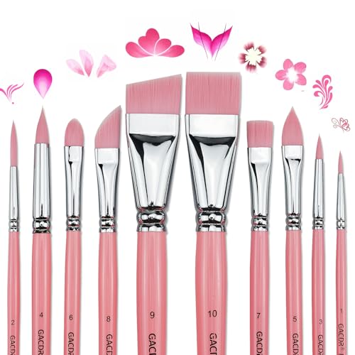 GACDR Face Paint Brush Set,10 Pcs Professional Artist Paint Brushes for Face & Body Painting for Halloween Cosplay Party - Acrylic Painting Oil Gouache Watercolor