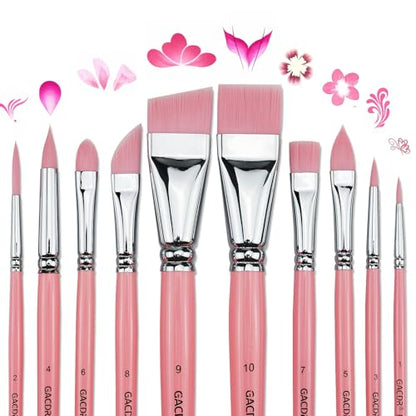 GACDR Face Paint Brush Set,10 Pcs Professional Artist Paint Brushes for Face & Body Painting for Halloween Cosplay Party - Acrylic Painting Oil Gouache Watercolor
