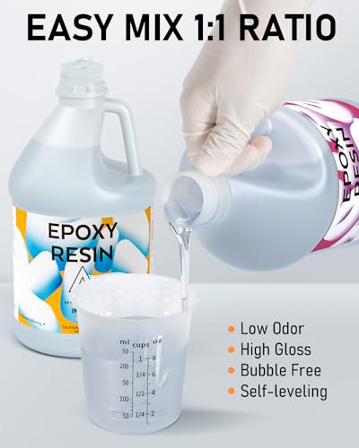 INCLY 1 Gallon Epoxy Resin Kit - Crystal Clear, Bubbles Free, UV Resistant, Food Safe for Coating & Casting, Table Top, Wood, Jewelry, Mica Pigment Powder, Art, Craft, 1:1 Ratio - size: 1 Gallon