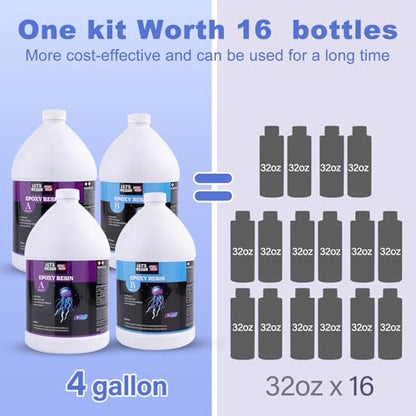 LET'S RESIN EPOXY RESIN 4 Gallon Epoxy Resin with Pumps, Bubble Free & High-Gloss Resin Kit, Crystal Clear Epoxy and Hardener for DIY Art, Molds Casting,Craft - size: 4 gallon