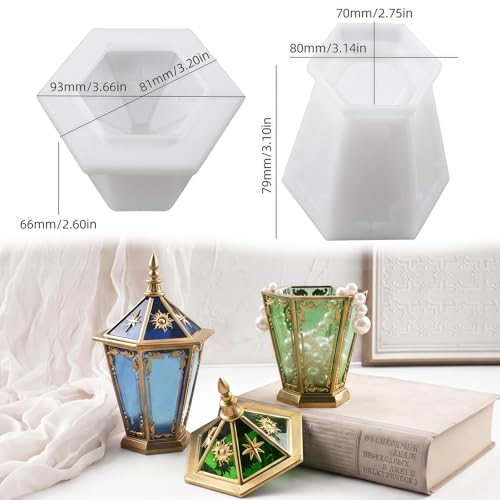 Actvty Hexagonal Jar Resin Molds, Jar Silicone Molds with Lid for Epoxy Resin Casting, Storage Jar Mold DIY Jewelry Box, Candle Jars, Gypsum, Resin Craft - color: Hexagonal Jar Mold