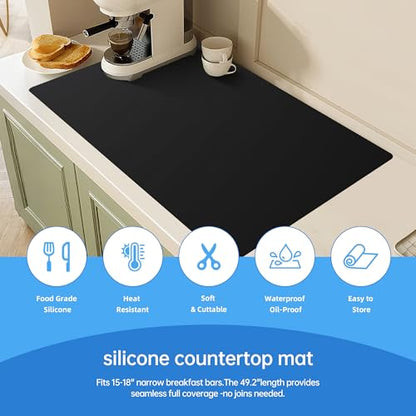 3Pack 30x40cm Silicone Placemats,1.1mm Thick Heat-Resistant Non-Skid Mats for Resin Casting &Table Protection, Food Grade-Black&Gray&Translucent - color: Black&gray&translucent, size: 15.7" x 11.8"