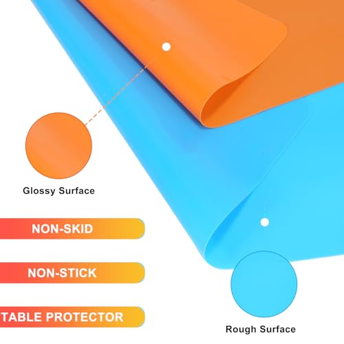 2Pack Silicone Mats, Premium Silicone Mat for Crafts, 15.7 "x11.8" Playdough Mat, Silicone Sheet for Crafts, Liquid, Resin Jewelry Casting Molds Mat, Nonstick & Nonslip Table Protector by YUIOASE