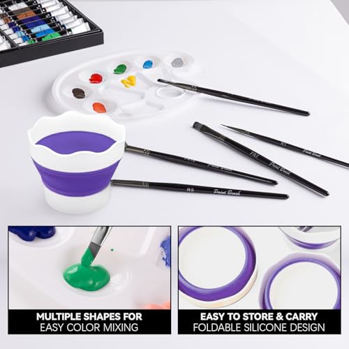 koseibal Acrylic Paint Set for Adults & Kids - 37PCS Art Painting Supplies Kit with 18 Colors Acrylic Paint, 8 Paint Brushes,6 Canvas Panels, Wooden Easel,Palette, Painting Pad - color: 18color+37pcs