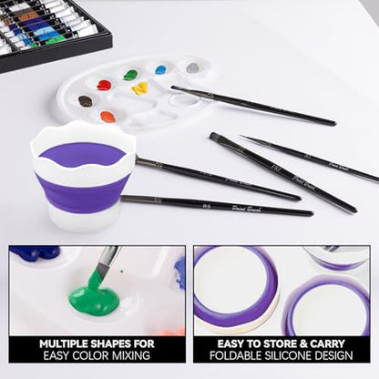 koseibal Acrylic Paint Set for Adults & Kids - 37PCS Art Painting Supplies Kit with 18 Colors Acrylic Paint, 8 Paint Brushes,6 Canvas Panels, Wooden Easel,Palette, Painting Pad - color: 18color+37pcs