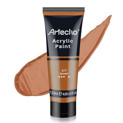 Artecho Brown Acrylic Paint (120ml / 4.05oz) Tubes, Art Craft Paints for Canvas Painting, Rock, Stone, Wood, Fabric, Art Supplies - color: Brown, style: Regular