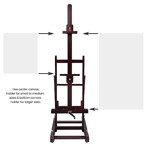 SoHo Urban Artist Pro Table Easel - Wooden Easel with Mahogany Finish, Adjustable Height to 100", Holds Canvases Up to 64", Tabletop Easels for Painting with Crank System and Casters