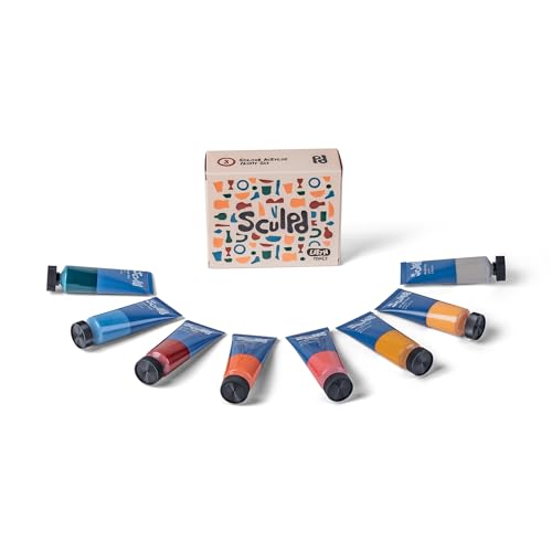 Sculpd Earth Tones Thick Acrylic Paint Set - Professional Acrylic Paint Tubes Set of 8 x 22ml Non Toxic Paint for Wood, Air Dry Clay, Pottery, Canvas, Craft, Fabric, Rocks - Heavy Body Vibrant Colors - color: Earth Tones