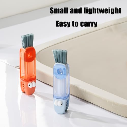 PandaEar 3-in-1 Crocodile Bottle Lid Cleaning Brush Set, Tiny Crevice Gap Cleaner for Insulated Tumblers, Sport Water Bottles & Baby Bottles, 3 PCS Brush for Lids & Straws (Blue/Orange/Green)