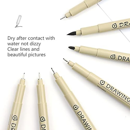 Micro Fineliner Drawing Art Pens: 12 Black Fine Line Waterproof Ink Set Artist Supplies Archival Inking Markers Pigment Liner Point Journaling Sketch Outline Watercolor Technical
