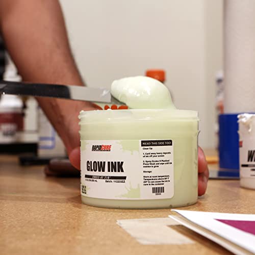 Rapid Cure® Screen Printing Ink Glow in The Dark (Quart - 32oz.) - Plastisol Ink for Screen Printing, Fast Curing Fabric Paint - Screen Print Direct®, USA Made - color: Glow, size: 32 fl oz