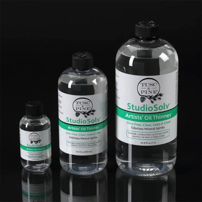 Tusc & Pine StudioSolv™ Odorless Mineral Spirits 33.8oz (1L) - Purified Odor-Free Spirit Solvent for Thinning Oils, Artists, Painting Thinner, Professionals, & More!