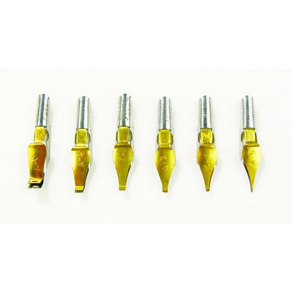 Speedball A Series Pen Nib Set, Set of 6 Broad Edge Nibs, Triple-Reservoir Design, Calligraphy Ink Pen, Handwriting, Lettering, Fountain, Crow, For Artist Caligraphy Set, Silver