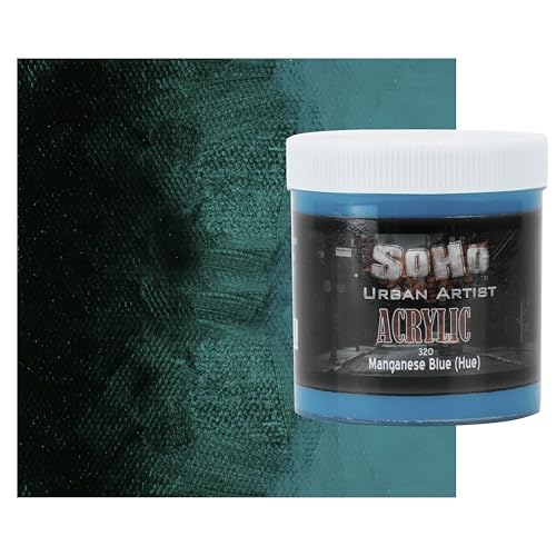 Soho Urban Artist Heavy Body Acrylic Paint - 500 ml Jar - Manganese Blue Hue - Thick, Rich Color, Excellent Coverage, Professional Quality - Artists Acrylic Paint - color: Manganese Blue Hue, size: 16.91 Fl Oz (Pack of 1)