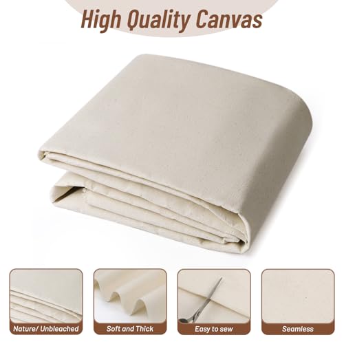60”W 10oz Natural Canvas Fabric, Canvas Roll, 100% Cotton Painters Drop Cloth for Arts & Crafts, Backings Covers (3 Yards) - size: 3Y-10oz