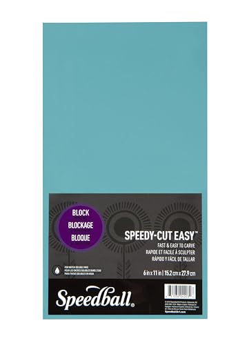Speedball 4203 Speedy-Cut Easy Block Printing Carving Block – Soft Rubber-Like Material, Blue, 6 x 11 Inches - size: 6x11
