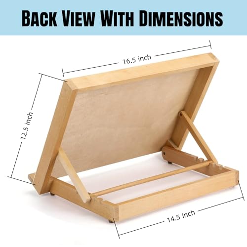 Adjustable Beech Wood Tabletop Easels for Painting and Drawing Supplies - Portable Drafting Table & Art Stand, 5-Position Desk Easel with Smooth Art Board for Studio Sketching (16.5" x 12.5")