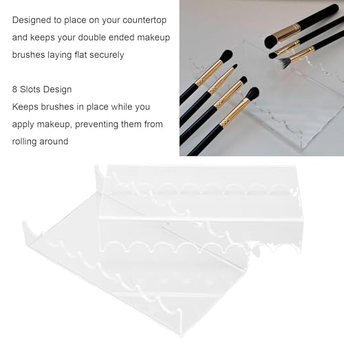 Makeup Brush Holder Clear Acrylic Horizontal Brush Drying Rack Organizer for Paint Brushes Vanity Table Accessory 2PCS 16.5x9x3cm