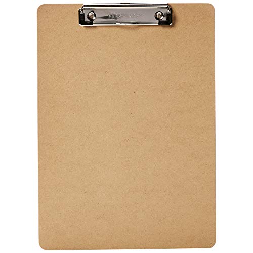 Amazon Basics Hardboard Office Clipboard, Letter Size, 9" x 12.5", Brown, 12-Pack - size: 12-Pack