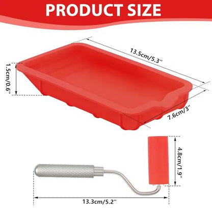 Glue Roller Set Silicone Glue Applicator with Tray for Woodworking, Arts and Crafts, Wood Projects, Furniture Repair and Professional Paint Kit Red - color: Red