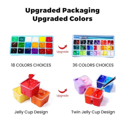 Artme HIMI Gouache Paint Set, 36 Colors x 12ml Twin Jelly Cup Design with 3 Paint Brushes and a Palette in a Carrying Case Perfect for Artists, Students, Gouache Opaque Watercolor Painting